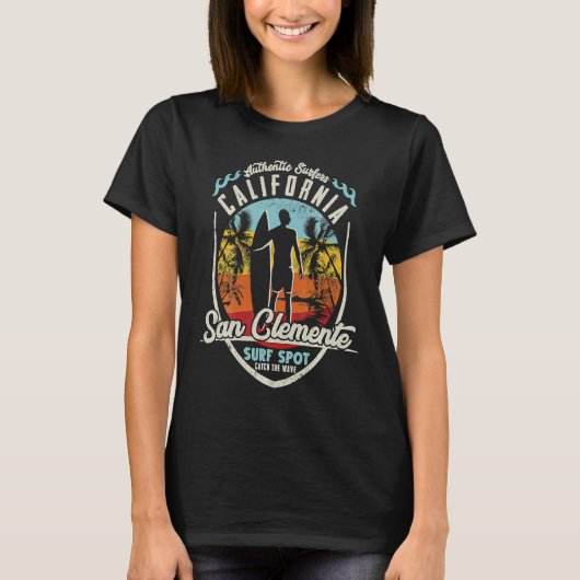 T-shirt California Surfing San Clemente Wave Surfer Paradi (Devant)