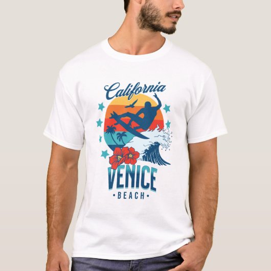 T-shirt California Surfing Venice beach (Devant)