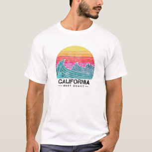 T-shirt California West Coast Surfing Waves Beach Retro Su