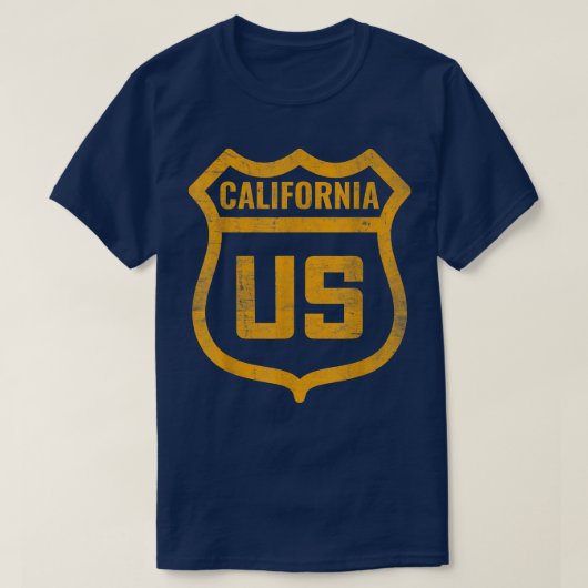 T-shirt Californie - États-Unis autoroute déprimé aspect p (Design devant)