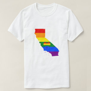 T-shirt Californie Gay pride Rainbow Drapeau Coeur GLBTQ