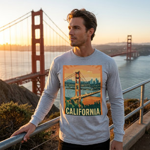 T-shirt Californie Golden Gate Rétro Manches Longues
