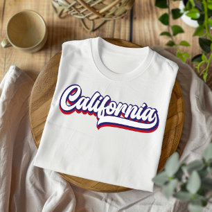 T-Shirt Californie Rouge Blanc & Bleu écriture vin