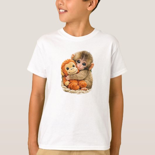 T-shirt « Câlin de singe avec un ami ». (Devant)