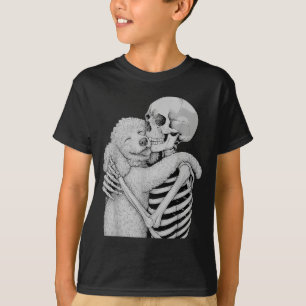 T-shirt Câlin de squelette de caniche Halloween amateur de
