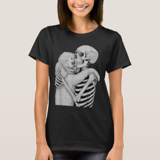 T-shirt Câlin de squelette de caniche Halloween amateur de