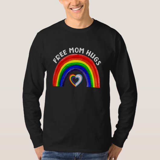 T-shirt Câlins de maman gratuits LGBT Drapeau arc-en-ciel (Devant)