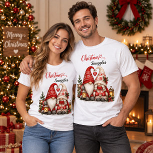T-shirt Câlins de Noël Couple de Gnomes Scandinaves