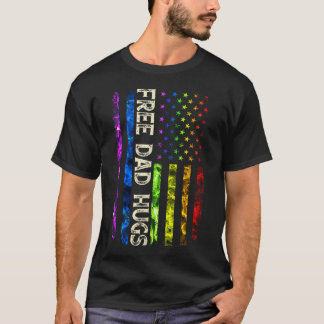 T-shirt Câlins gratuits pour papa America Drapeau LGBT Fie