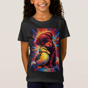 T-Shirt Câlins Pop Art entre un chiot et un caneton