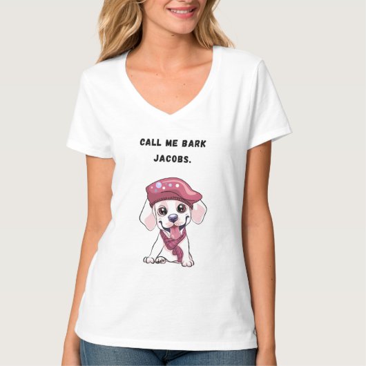 T-shirt Call me Bark Jacobs. Funny Dog (Devant)