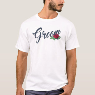 T-shirt Calligraphie Mariage florale simple Groom   T-shir