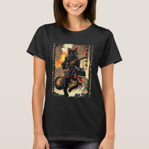 T-shirt calligraphie rétro chat dinosaure éruption volcani