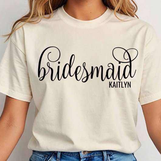 T-shirt Calligraphy Black Script Bridesmaid Bachelorette