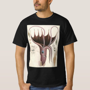 T-shirt Calmar Parasol, Animaux Marins Vintage