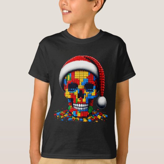 T-shirt Calque de Maître de Briques de Chapeau de Père Noë (Devant)