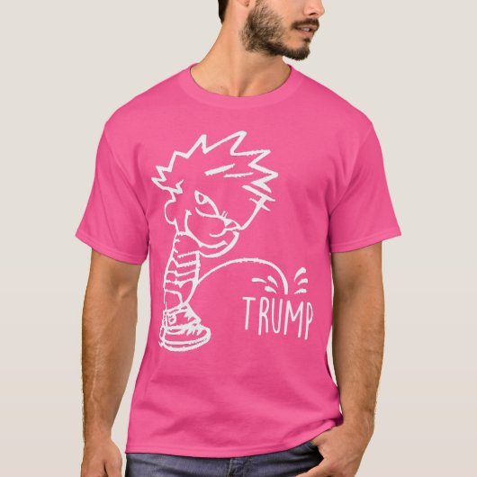 T-shirt Calvin Peeing Sur Trump - Trump déteste (Devant)