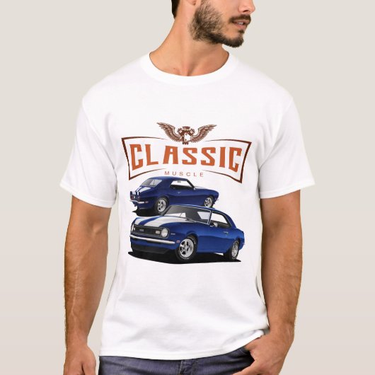 T-shirt Camaro bleu classique (Devant)