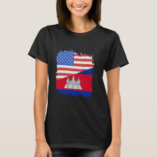 T-shirt Cambodge Drapeau USA Amérique Cambodge Pride Cambo