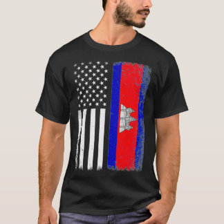 T-shirt Cambodian American Flag, funny khmer cambodian