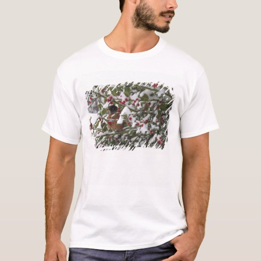 T-shirt cambriolage dans un arbre saint après une neige (Devant)