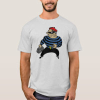 T-shirt cambrioleur de chat de dessin de style rét