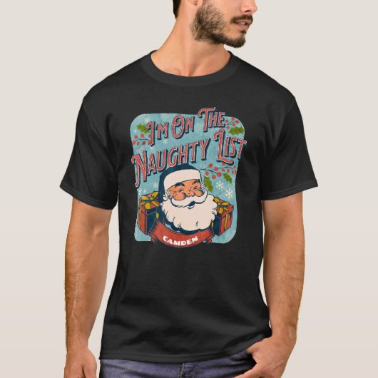 T-shirt Camden Christmas Naughty List Père Noël vacances d (Devant)