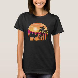 T-shirt Camel Arabian Camel Animal Coucher de soleil Palm 