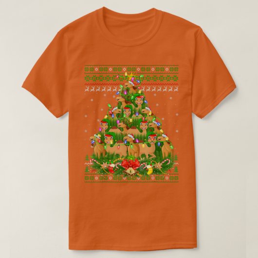 T-shirt Camel Xmas Éclairage Arbre Père Noël Camel laid No (Design devant)
