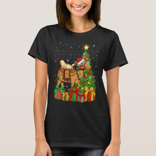 T-shirt Camel Xmas Holiday Santa Camel Christmas Tree (Devant)