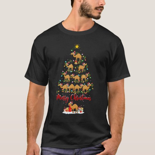 T-shirt Camel  Xmas Lights Camel Christmas Tree 1 (Devant)