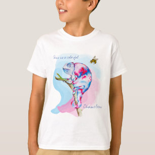 T-shirt Caméléon d'aquarelle et abeille colorés.