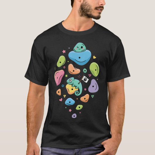 T-shirt Caméléon Drôle Escalade Bloc (Devant)