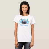 T-shirt Caméra Shutterbug Avec Feuilles Bleus Et Papillons (Devant entier)