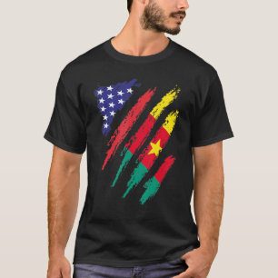 T-shirt Cameroun American Gros Drapeau USA Patriot Heritag