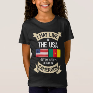 T-Shirt Cameroun Drapeau Américain USA Dons Roots Cameroun
