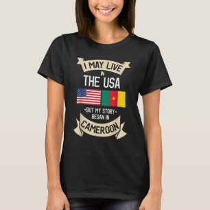 T-shirt Cameroun Drapeau Américain USA Dons Roots Cameroun
