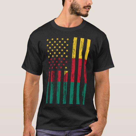 T-shirt Cameroun Drapeau Amérique US C'est dans mon ADN Ca (Devant)
