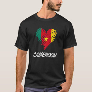 T-shirt Cameroun drapeau camerounais Fière Amour du Coeur