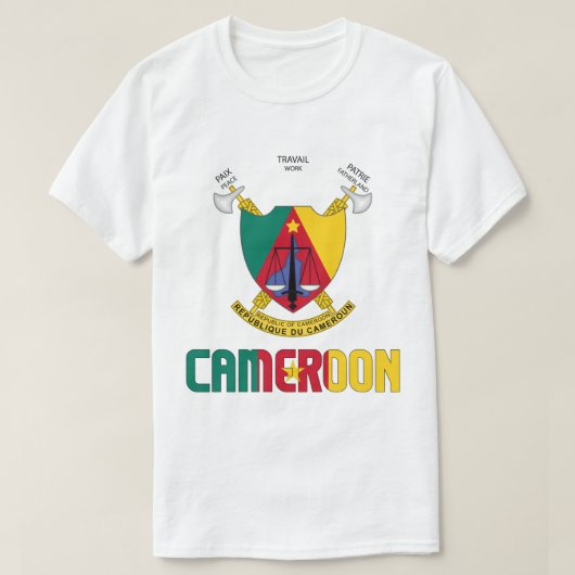T-shirt Cameroun Drapeau et blason Patriotique (Design devant)