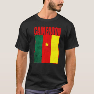 T-shirt Cameroun Drapeau Pays Afrique Retro Vintage Grunge