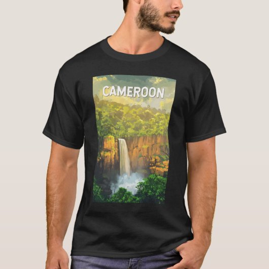 T-shirt Cameroun Illustration Voyage Art Vintage (Devant)