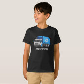 T-shirt Camion à ordures/à recyclage avec nom d'enfant (Devant entier)