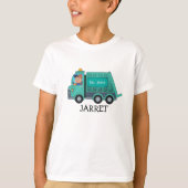 T-shirt Camion à ordures/recyclage avec nom d'enfant (Devant)