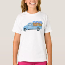 Camion bleu aquarelle vintage Nantucket & Hydrange