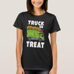 T-shirt Camion Citrouille D'Halloween Ou Treat Todlers