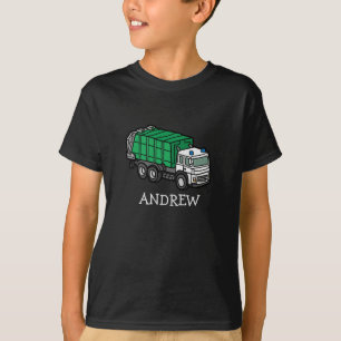 T-shirt Camion classique à ordures/recyclage avec nom d'en