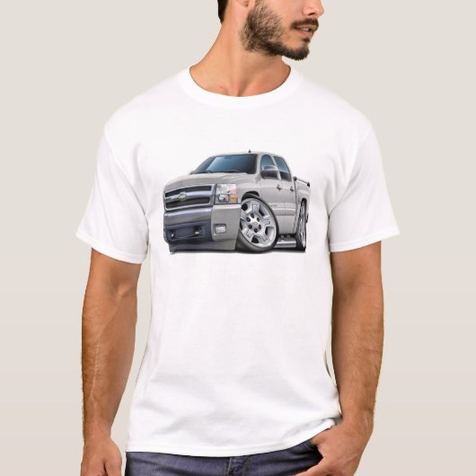 T-shirt Camion de blanc de Chevy Silverado Dualcab (Devant)