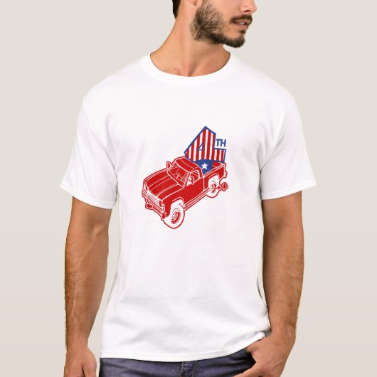 T-shirt camion de Bronco| 4e dans le dos| 4 juillet (Devant)
