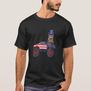 T-shirt Camion de chat 4 juillet famille jumelée USA Patri